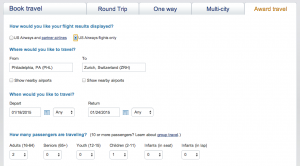 US Airways Award Search