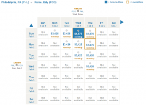 US Airways PHL-FCO