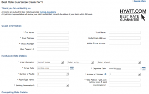 Hyatt Best Rate Guarantee Claim Form