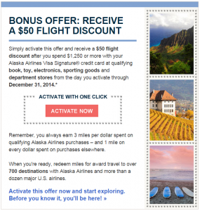 Targeted $50 Alaska Air Flight Credit from Bank of America