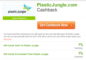 TopCashBack with Plastic Jungle at 1%