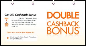 June 2013 2% Cashback Promo