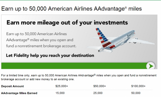 Fidelity offering Up to 50,000 AA Miles