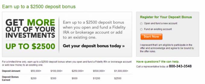 Fidelity bonuses for new customers