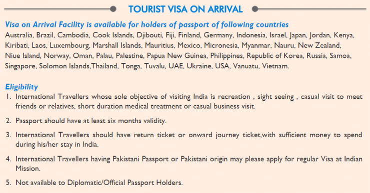India Tourist Visa on Arrival