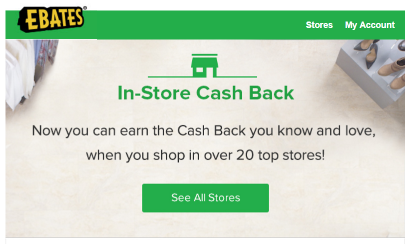 Ebates cashback in-store, Ebates-Cartera Link-up
