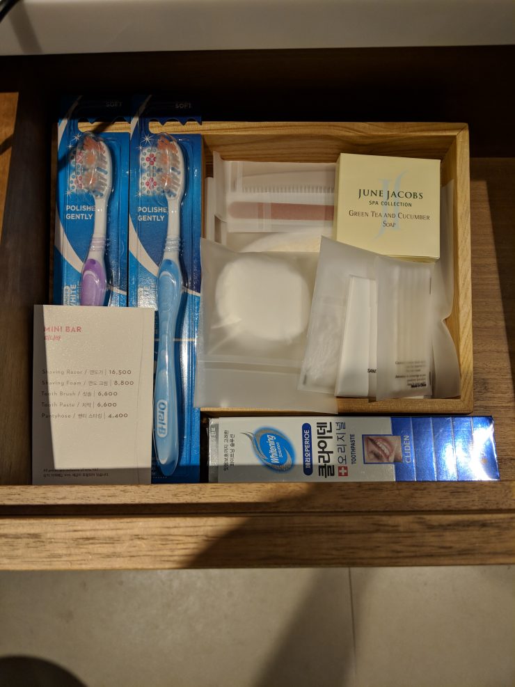 Cost for a Toothbrush and Toothpaste at the Grand Hyatt Incheon