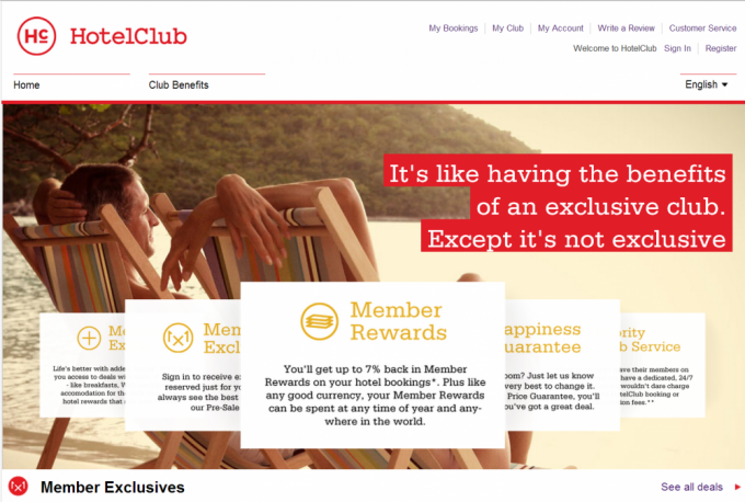 HotelClub Member Rewards Upto 7%