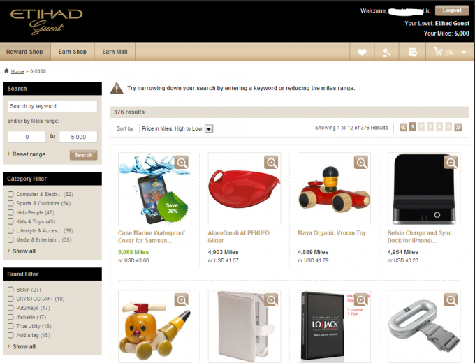 Shopping Portal with Etihad 
