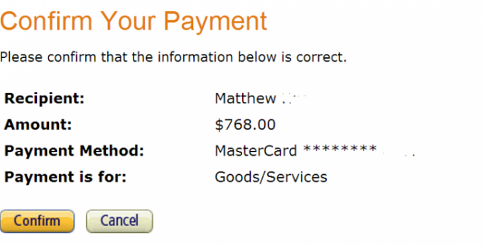 Test send money to Matt 