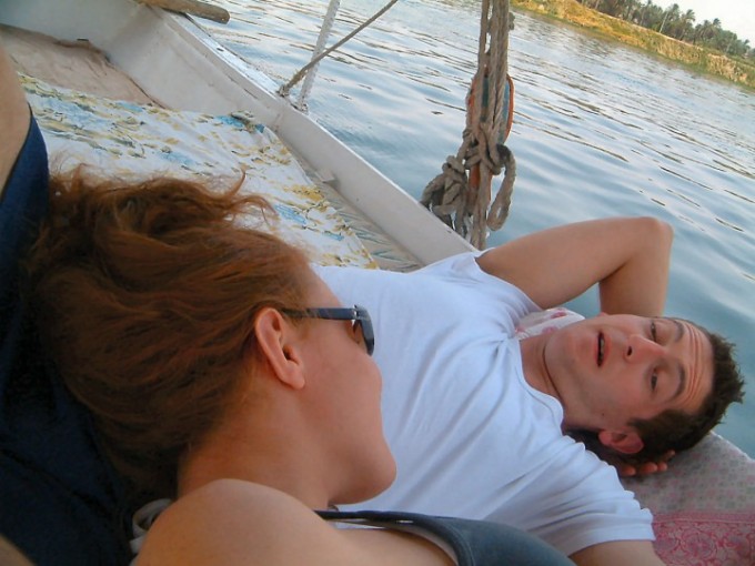 Our bed on the Nile, outdoors on a Falluca