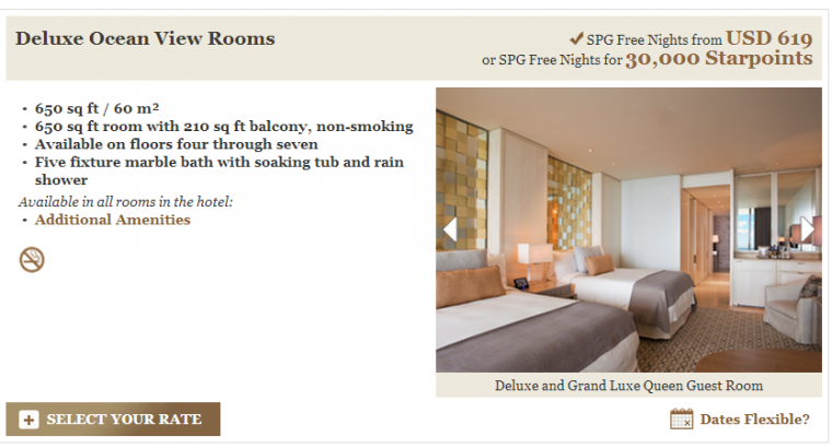 St Regis Room 30,000 per night or $619
