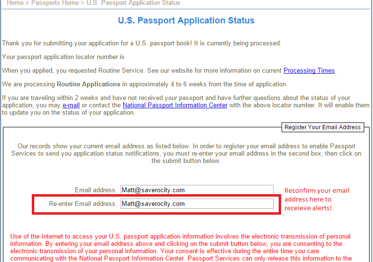 Check your US Passport status online