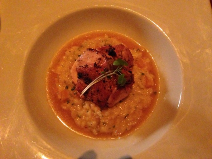 sage chicken breast on Pumpkin and shallot risotto
