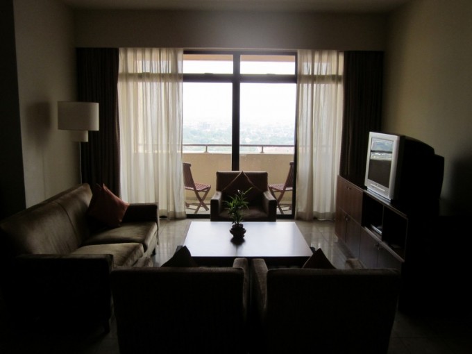 The living room of our massive suite, looking out over Colombo