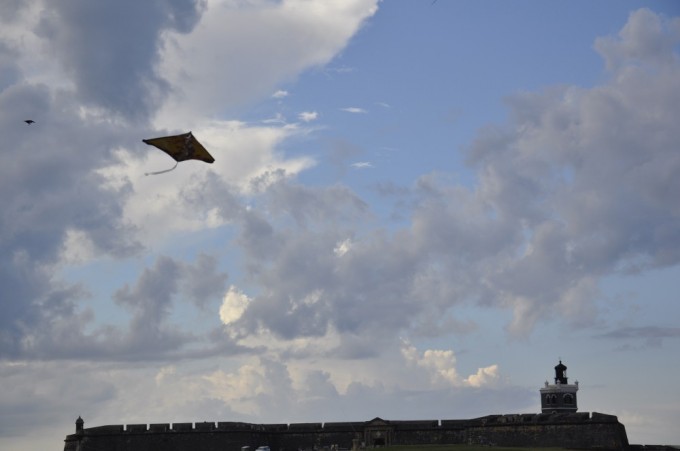 Kites flying over the old fort