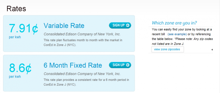 North Energy Zone J Rates